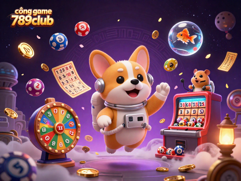 Experience the excitement of the cổng game 789club with vibrant casino elements in this dynamic 3D illustration.