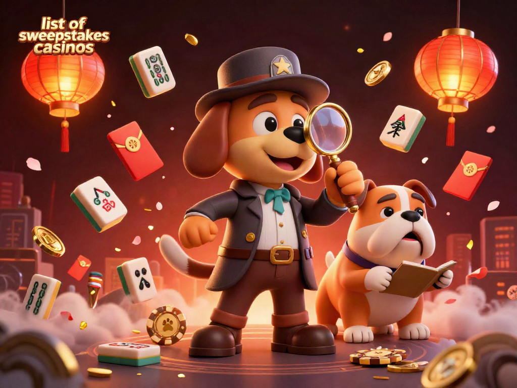 Engage with the list of sweepstakes casinos as a detective finds clues in an interactive scene.