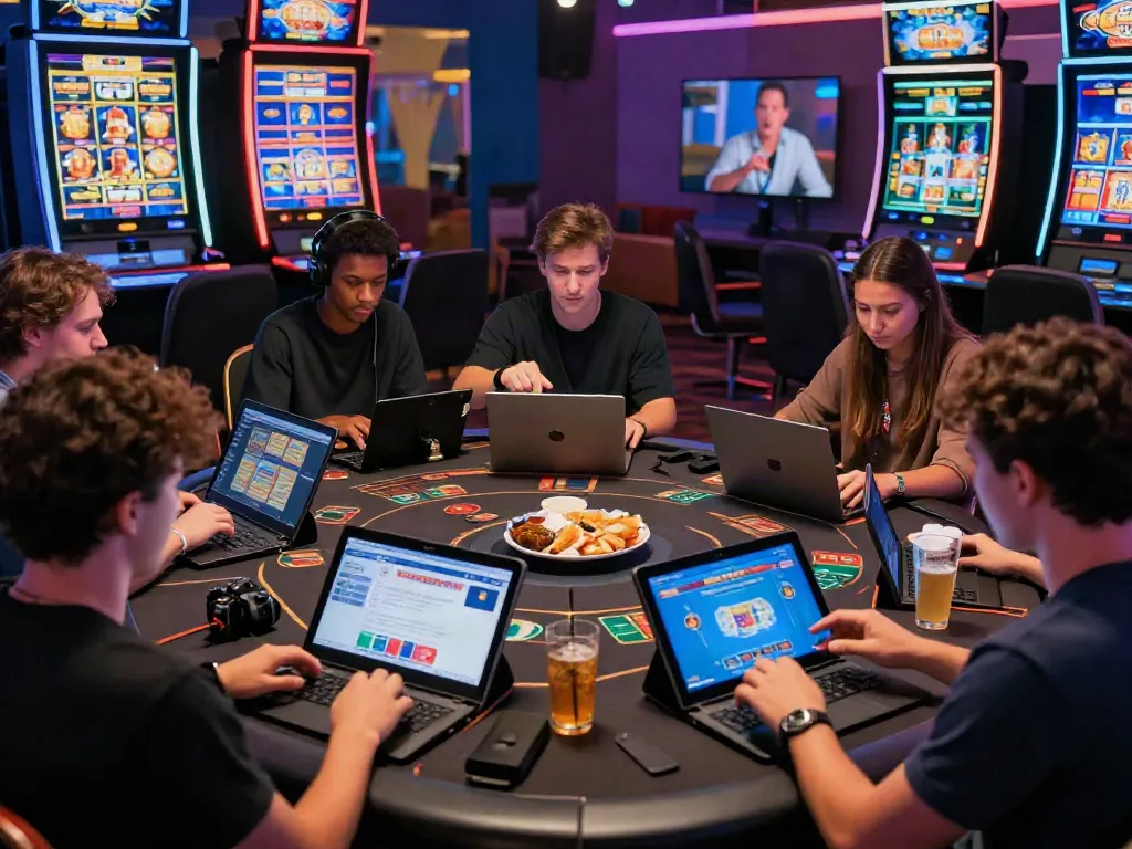 Engaging scene of diverse players enjoying online gaming at Nhà cái Nbet, showcasing excitement and interaction.