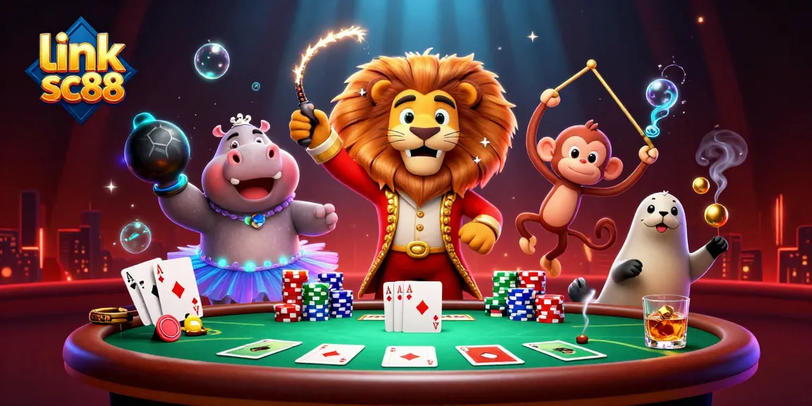 Experience thrilling gameplay with link sc88's illustrated circus theme featuring poker elements.