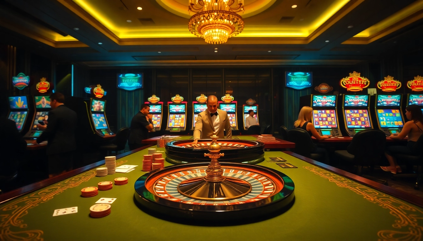 A thrilling casino gaming experience at https://debet2.app/, featuring an opulent table with vibrant chips and cards.