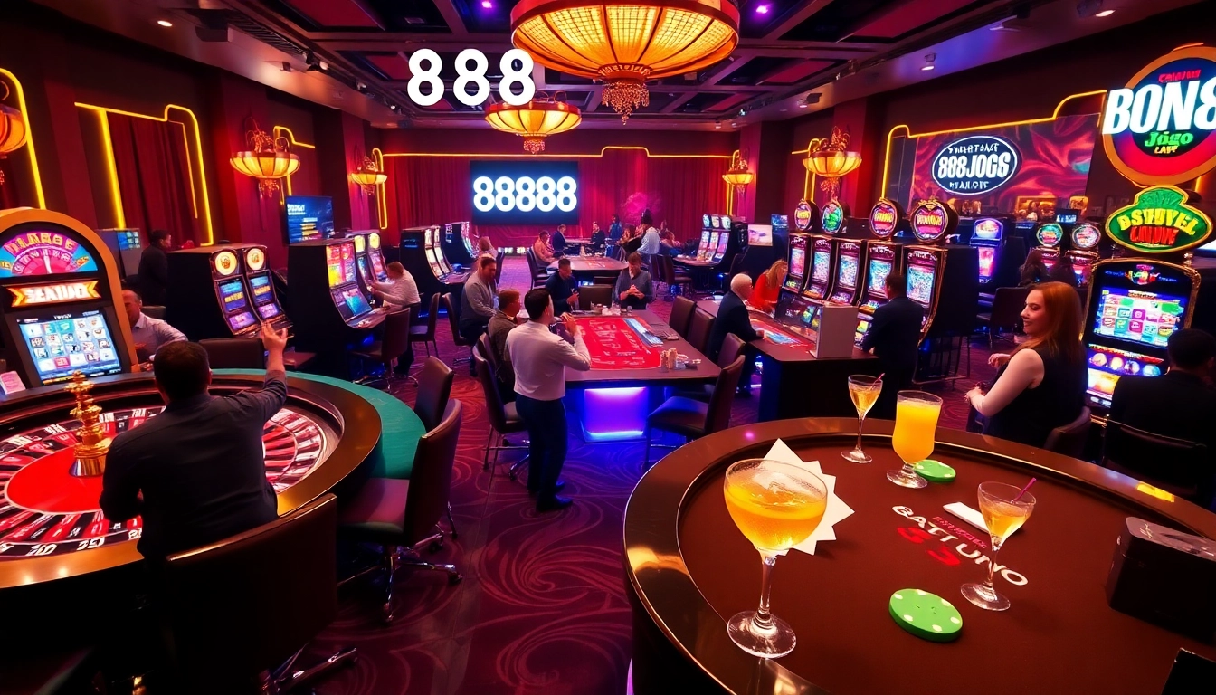 Jugadores disfrutan de emocionantes juegos en el vibrante casino en línea de 888jogo.