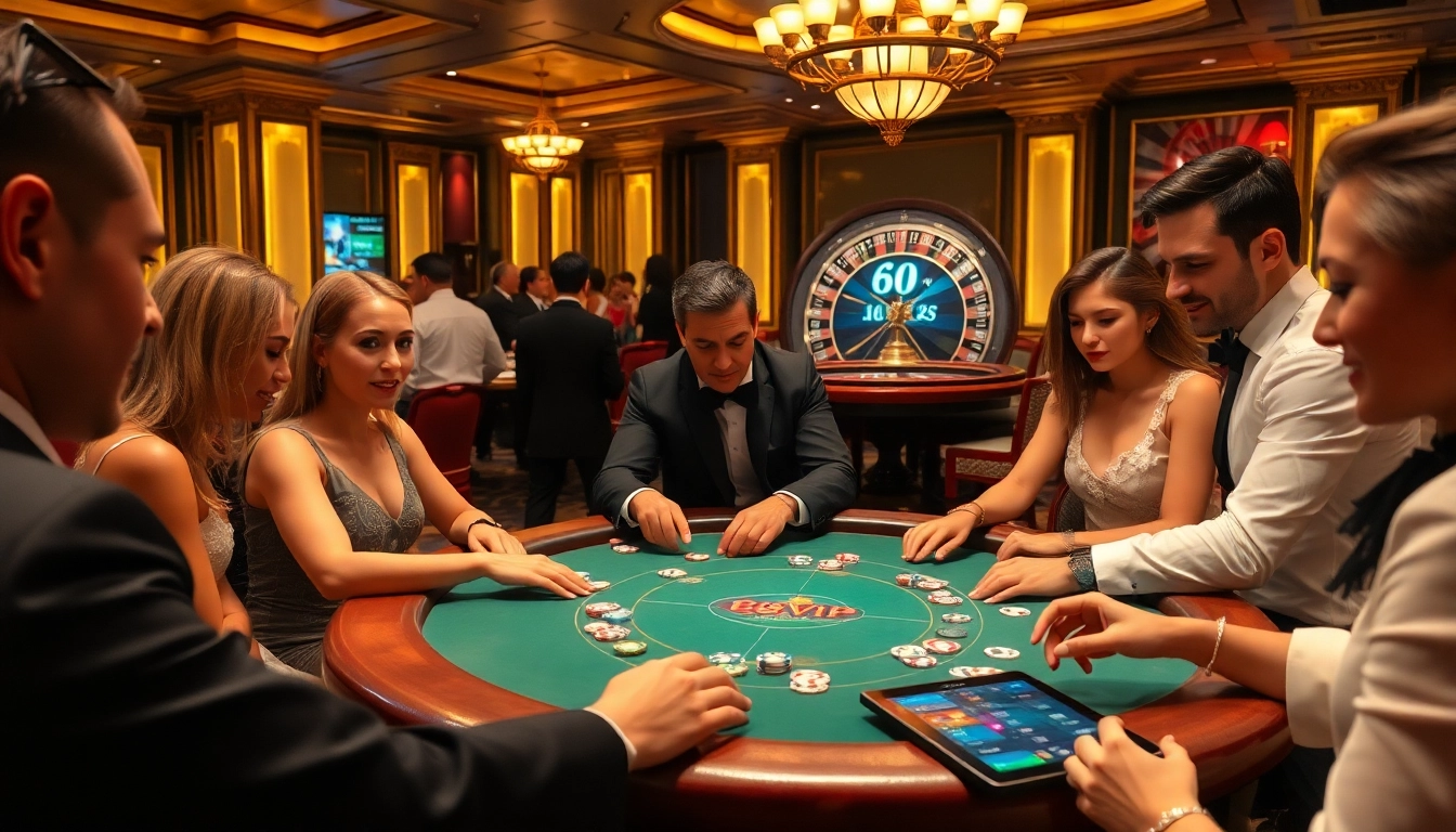 Players engage in a thrilling poker game at 68VIP Casino, featuring dynamic gameplay and luxury.