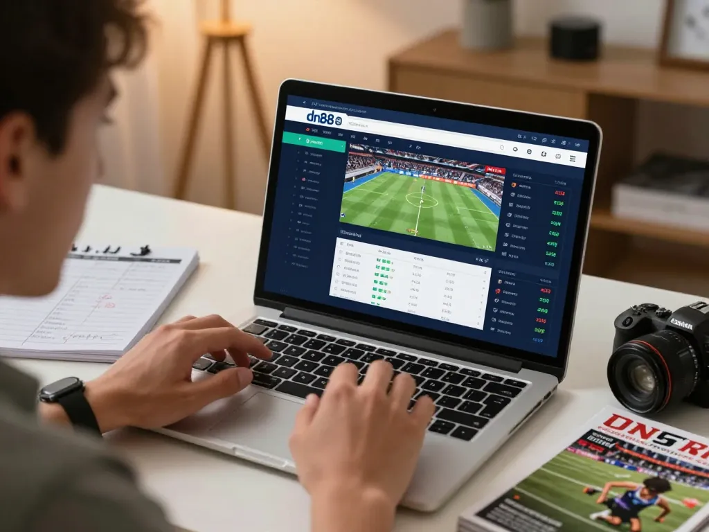 Engaging scene of online sports betting on the dn88 com platform with excitement and strategy at play.