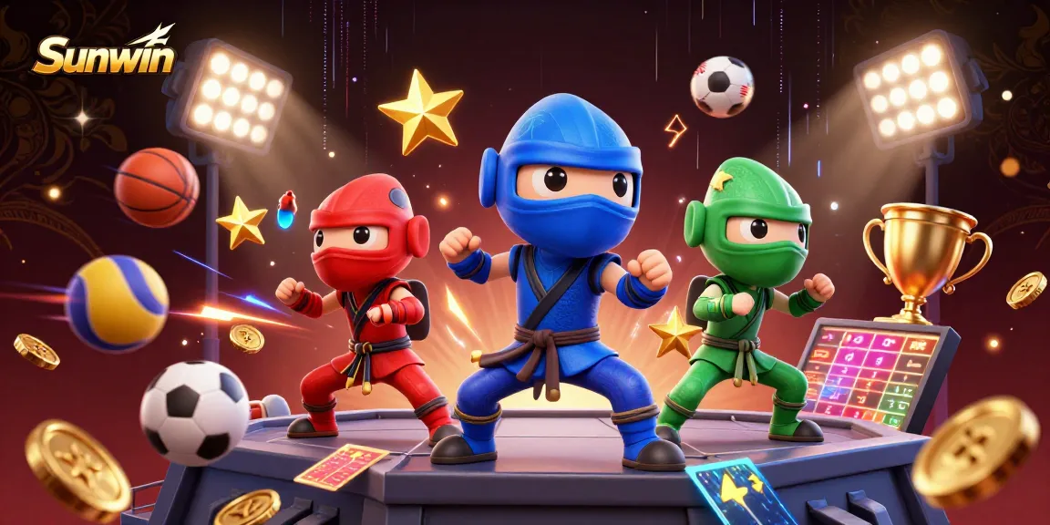 Sunwin offers thrilling gaming experiences with chameleons showcasing martial arts amidst dynamic sports symbols