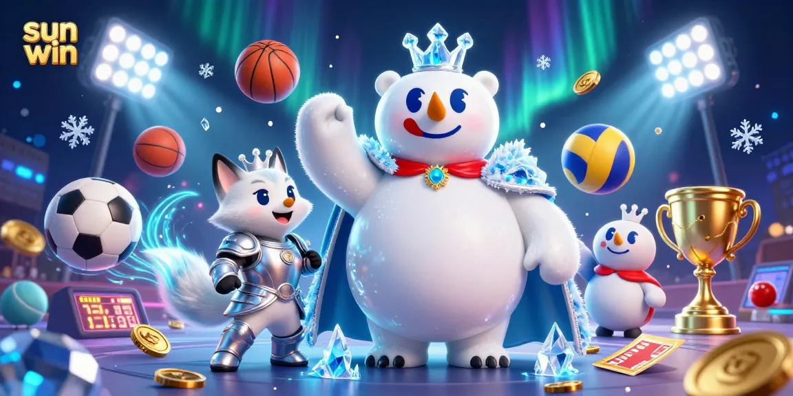Experience betting excitement with sun win in a vibrant 3D casino sporting scene.